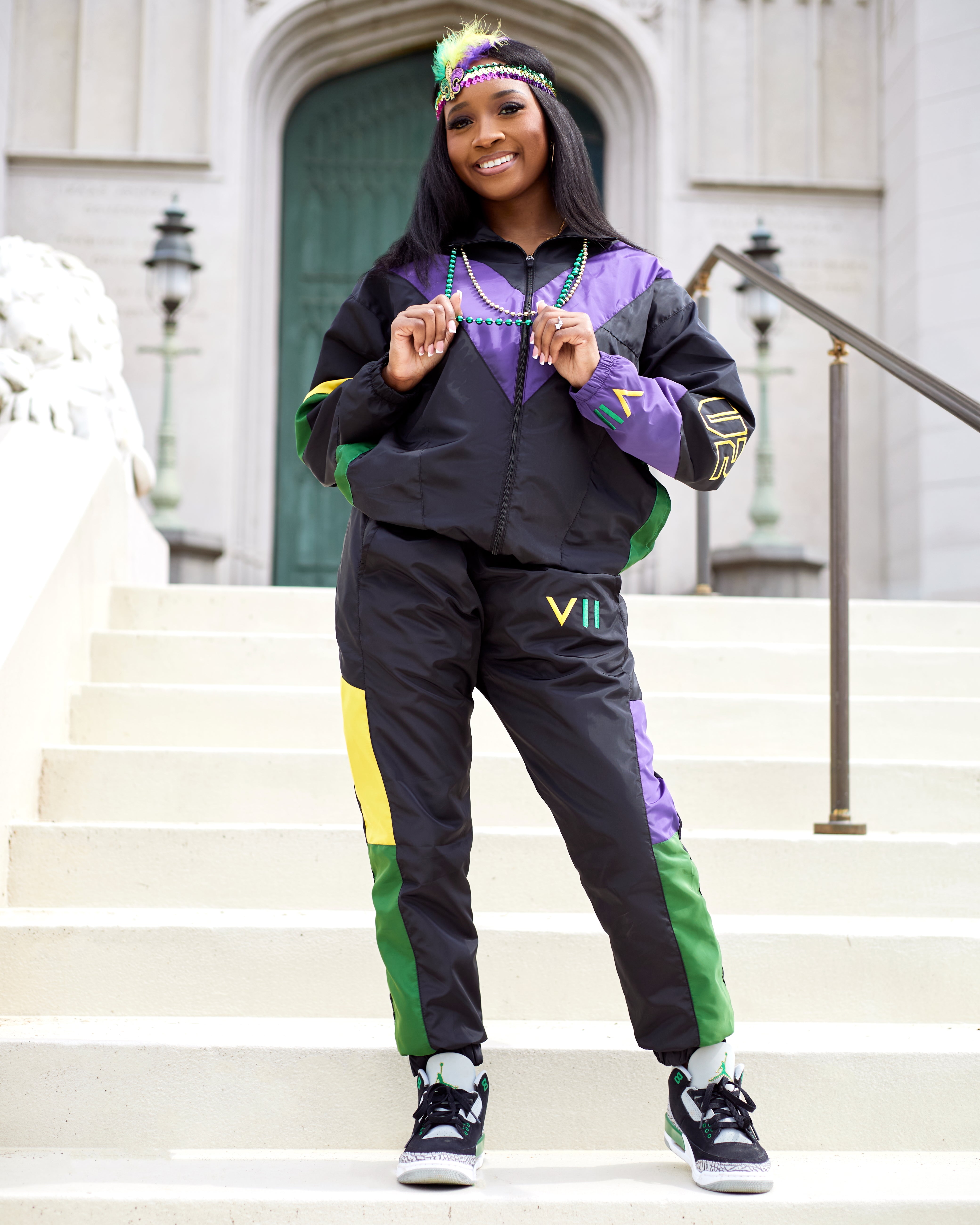 V2 Mardi Gras Unisex Windbreaker Set - Limited Edition (Black