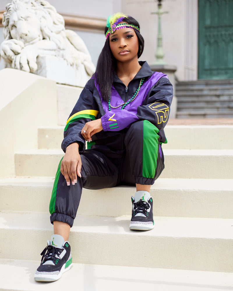 V2 Mardi Gras Unisex Windbreaker Set - Limited Edition (Black)