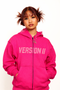 1 of None Rhinestone Zip Up Hoodie - Pink