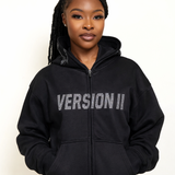 1 of None Rhinestone Zip Up Hoodie - Black