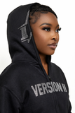 1 of None Rhinestone Zip Up Hoodie - Black