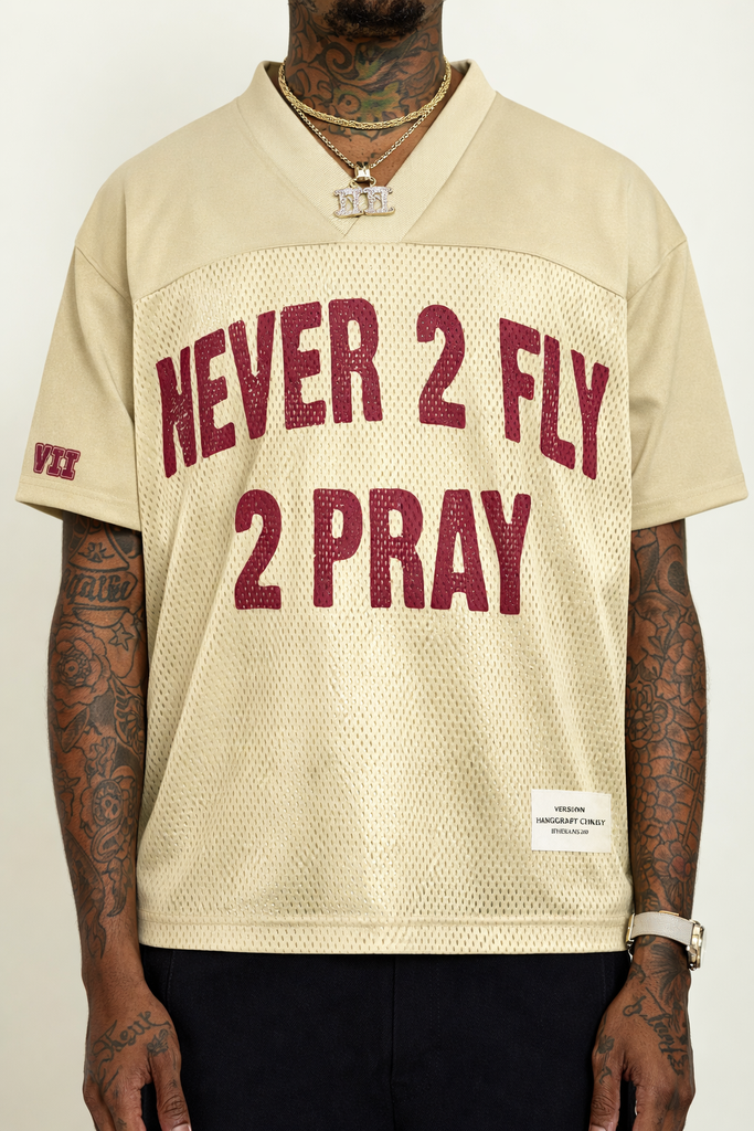 Never 2 Fly 2 Pray Jersey - Cream/Red