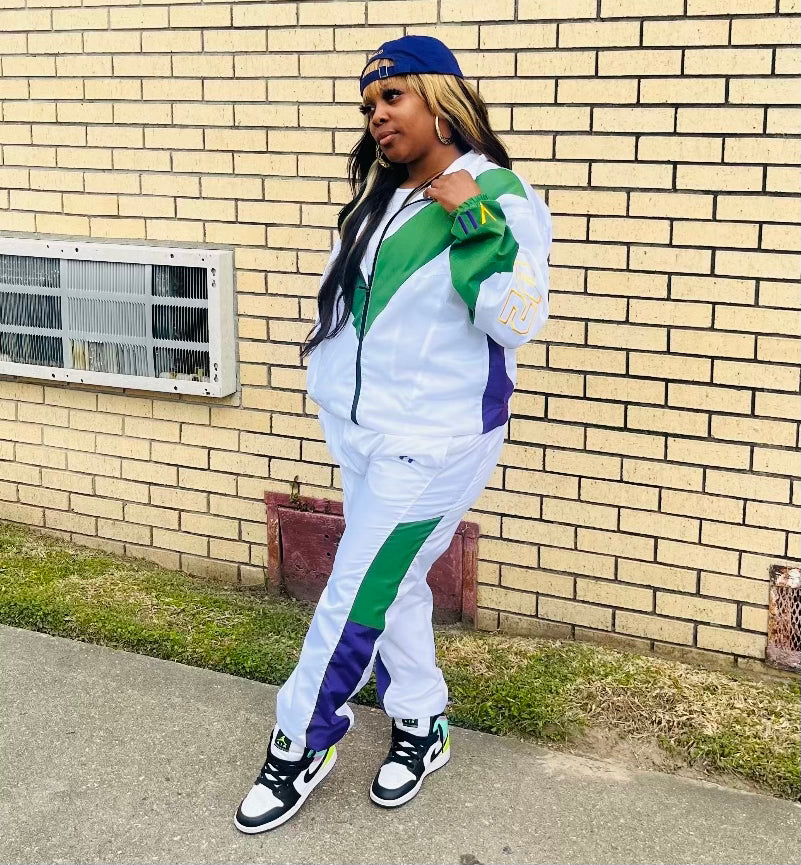 V2 Mardi Gras Windbreaker Set - White