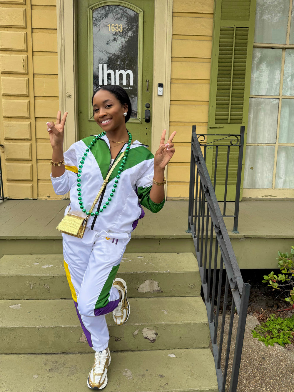 V2 Mardi Gras Windbreaker Set - White