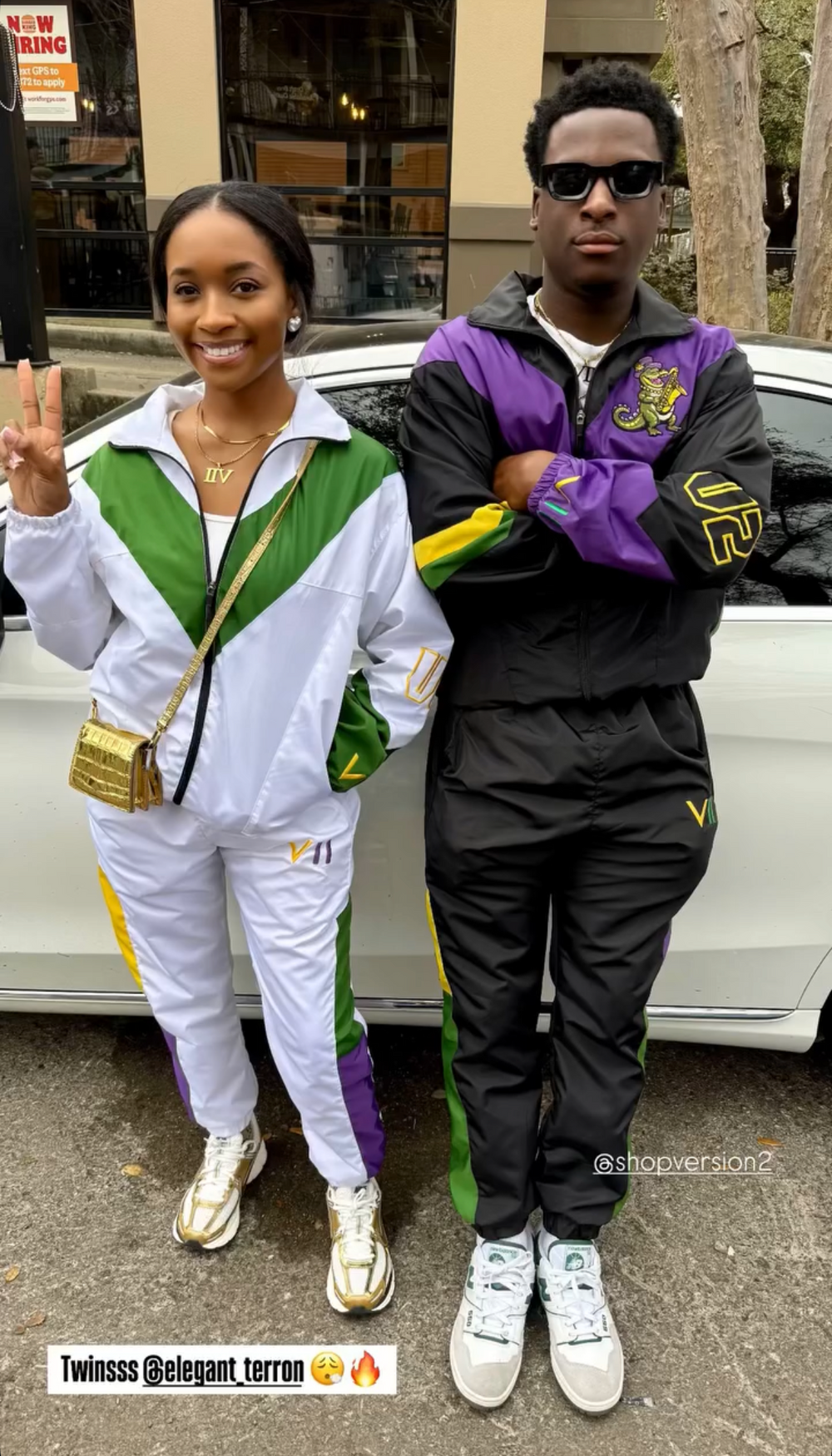 V2 Mardi Gras Windbreaker Set - White
