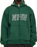 1 of None Rhinestone Zip Up- Forest Green