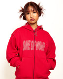 1 of None Rhinestone Zip Up - Red